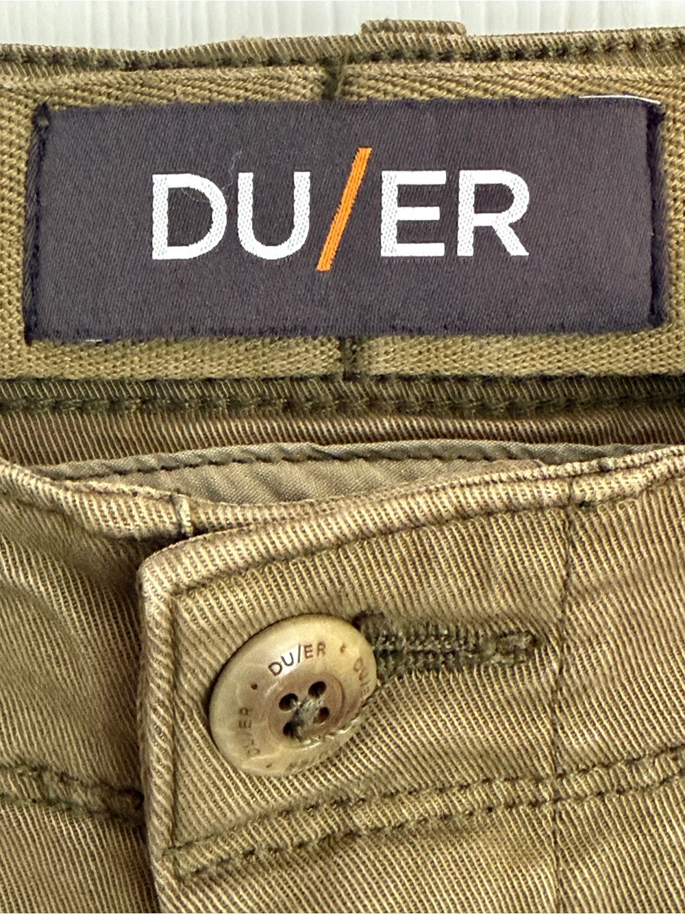 DU/ER Pants Mens 34x32 Olive Green Live Free Field Utility Chino Workwear Hike - Picture 5 of 9